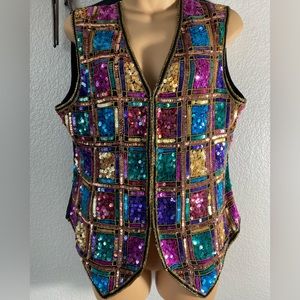 Fabulous sparkly vintage silk vest Size M